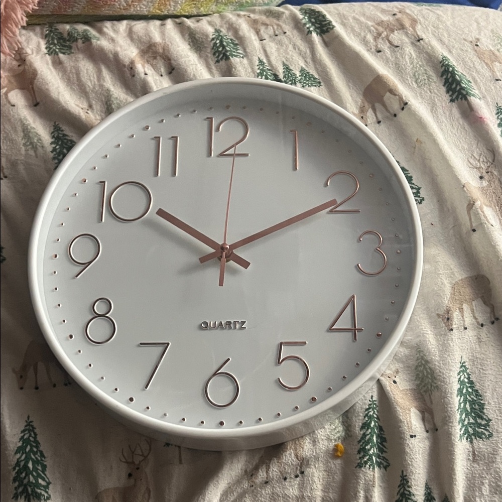 White and Rose Gold Wall Clock